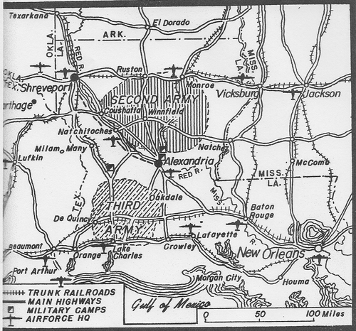 Map of the Louisiana Maneuvers Area 1941.