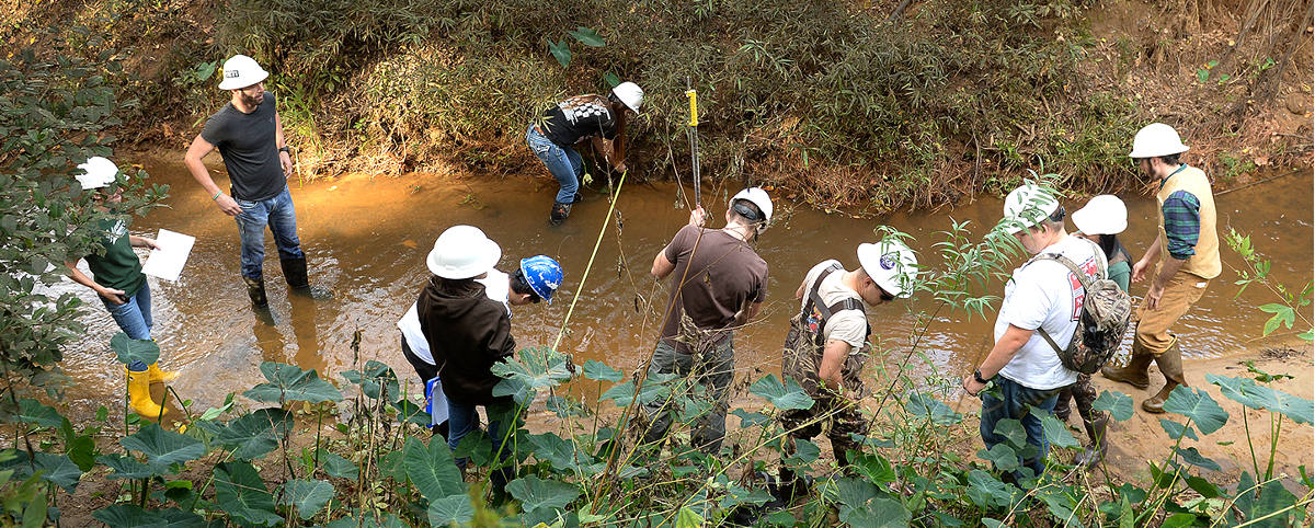 students studying hydrology