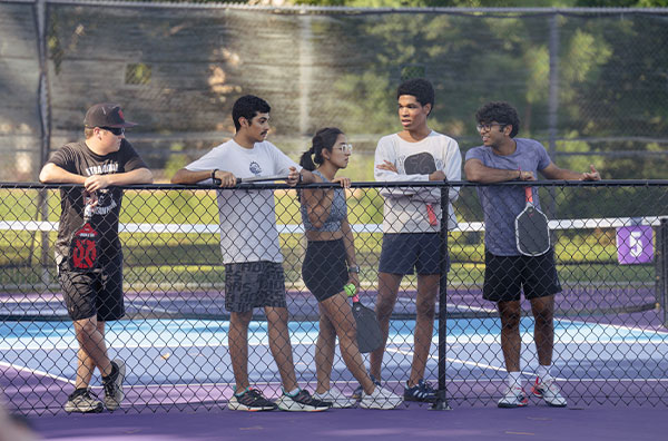 Students waiting to play pickleball