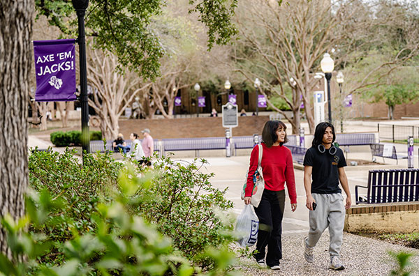 Students walking on campus