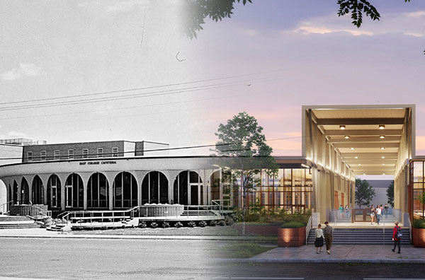 blend of two cafeteria photos