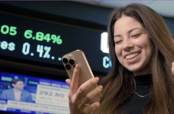 Student looking at phone