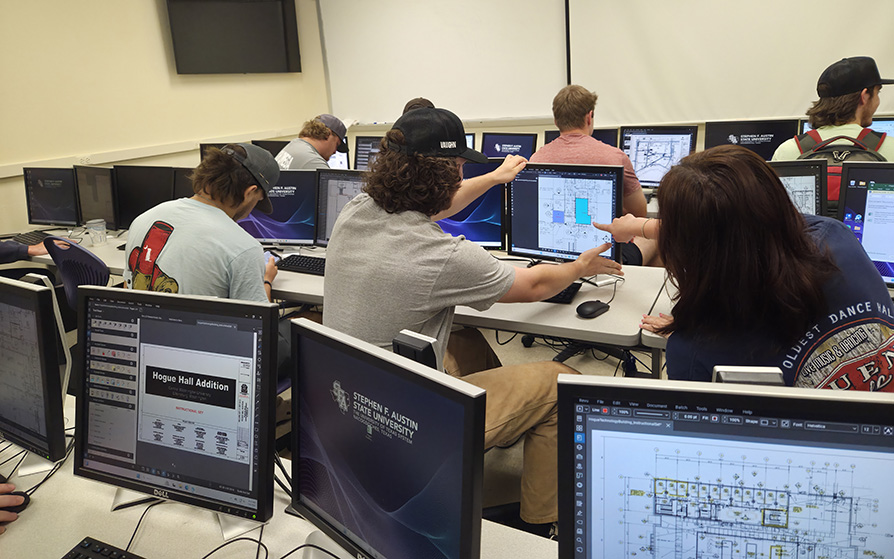 Construction Management students in the lab