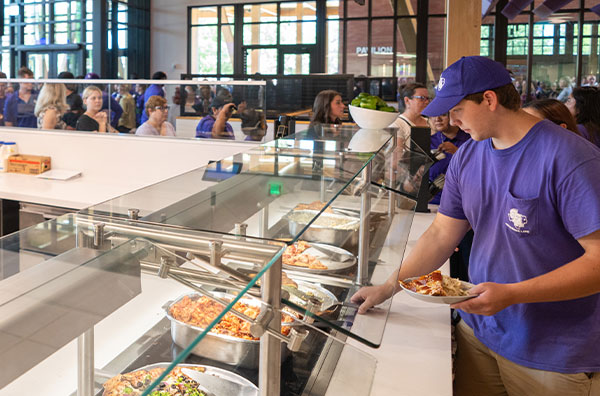 Students getting food