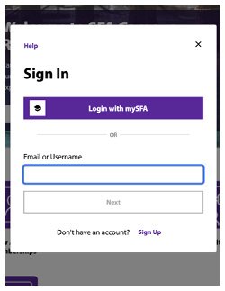 Select the appropriate option on the sign-in popup window