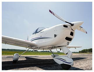 Closeup photo of new Tecnam airplane