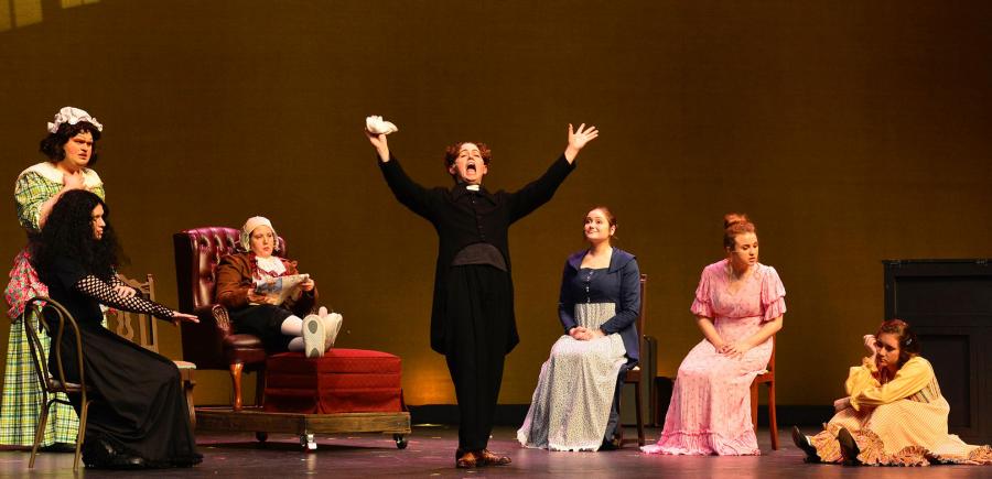 SFA theatre students Levi Laymance, Skyler Yarbrough, Sedona McDonald, Bayley Owen, Colby Green, Britney Day and Cameron Wall