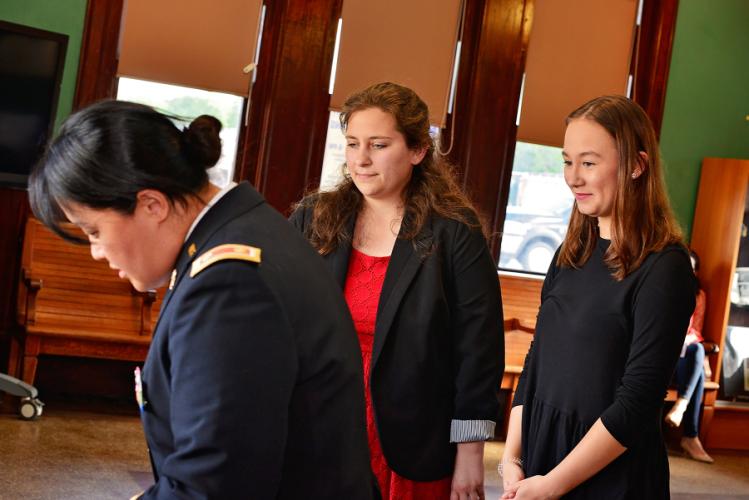 Maj. Mai Lee Eskelund, Sophia Savage and Kierstin Smith,