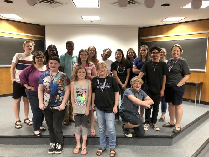 group photo of NISD student participants in the fourth Barrio Writers summer program at SFA