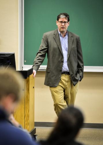 Terril Lewis speaks to students enrolled in a patent application class offered by Stephen F. Austin State University’s Department of Chemistry and Biochemistry. 