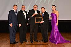 David Alders, SFA Board of Regents chair; Jimmy Mize, SFASU Foundation Board of Trustees chair; Truman Bell, headquarters community relations manager at ExxonMobil; Dr. Baker Pattillo, SFA president; and Jill Still, SFA vice president for university advancement. 