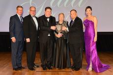 David Alders, SFA Board of Regents chair; Jimmy Mize, SFASU Foundation Board of Trustees chair; Williams; Dr. Nancy Speck; Dr. Baker Pattillo, SFA president; and Jill Still, SFA vice president for university advancement.
