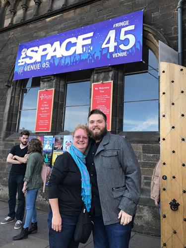 SFA School of Theatre Professor Angela Bacarisse and former student Bobby Britton
