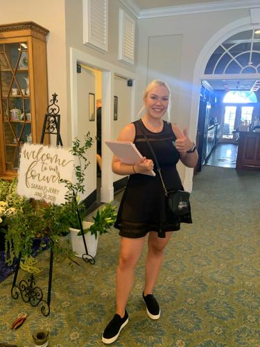 SFA senior Dallas Norfleet interning at Stunning and Brilliant Events in Myrtle Beach, South Carolina.