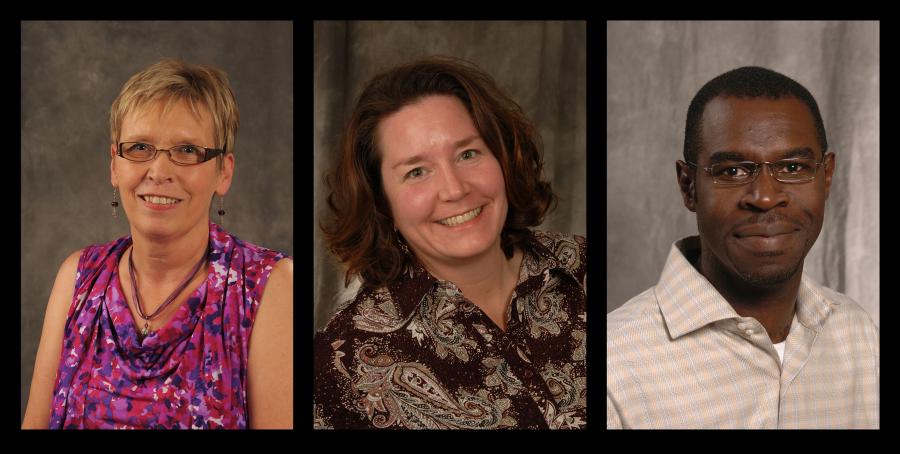 photos of Sara Bishop, Leslie Cecil and Wesley Brown