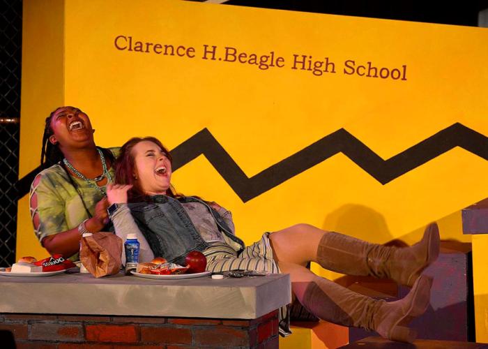 SFA heatre students Crayten Clendion and Ryleigh Compton in a scene from the School of Theatre’s presentation of Bert V. Royal’s “Dog Sees God: Confessions of a Teenage Blockhead”