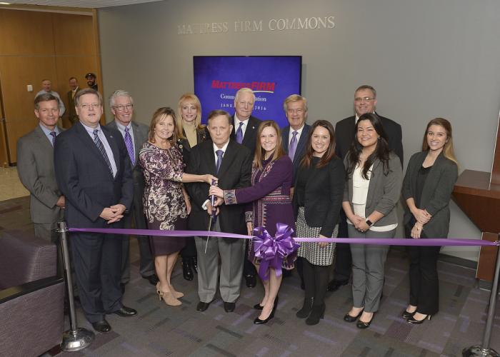 A ribbon cutting was held for the Mattress Firm Commons at Stephen F. Austin State University Monday.