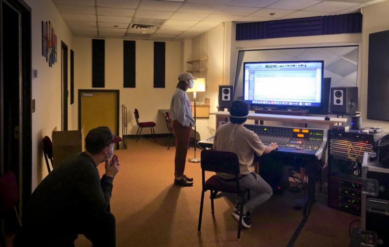 SFA Sound Recording Technology students work with the Dante networking platform