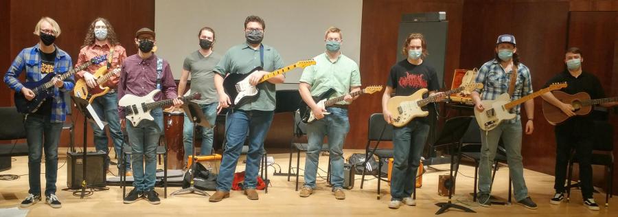 members of the SFA Electric Guitar Ensemble