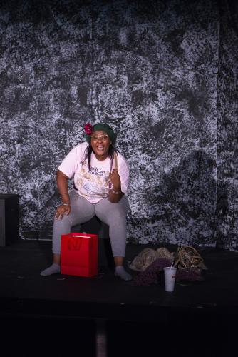 Senior theatre major Crayten Clendion of Cypress performs in a monologue