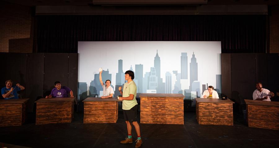 School of Theatre students rehearse a scene from Stuart Little