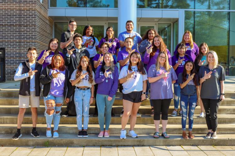 Student Success coordinator Kate Childress, first row on the right, with a recent cohort of GenJacks. 