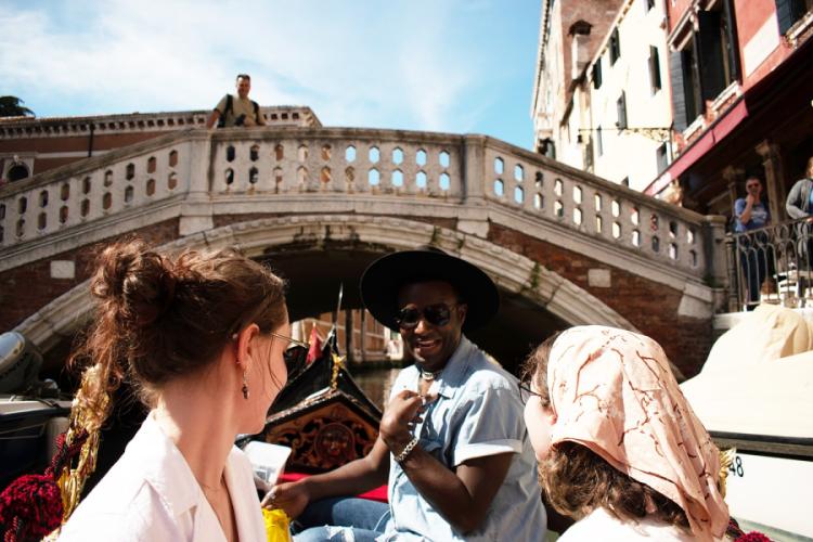 SFA art students enjoy a gondola ride in Venice