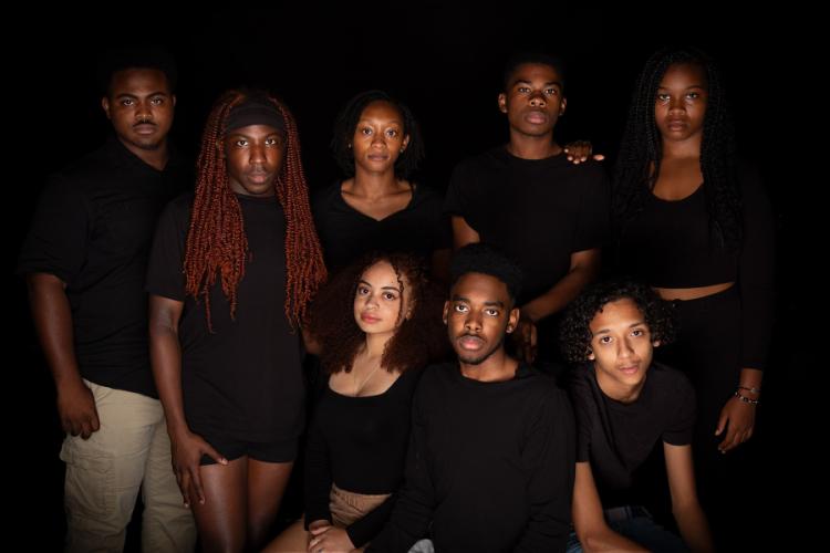 "The Piano Lesson" cast members include Olivia Wintz, Killeen senior, as Maretha; Joshua Jameson, Arlington freshman, as Doaker Charles; Xavier Sanchez, Houston sophomore, as Lymon; standing, from left, Grant Calloway, Gary junior, as Avery Brown; CJ Tate, Dallas junior, as Wining Boy; Kiya Green, Waxahachie senior, as Berniece; Erik Colbert Jr., Houston freshman, as Boy Willie; and Ashland Anderson, Houston freshman, as Grace. 