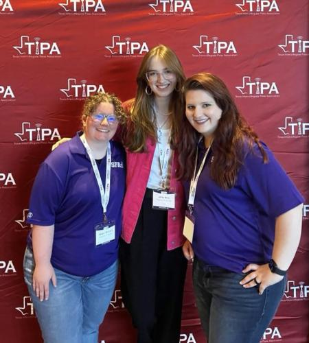 Pine Log Managing Editor Abigail Barnard of Mount Vernon, Stone Fort Editor-in-Chief Laney Wise of Keller, and Pine Log Editor-in-Chief Brooke Miller of Belton