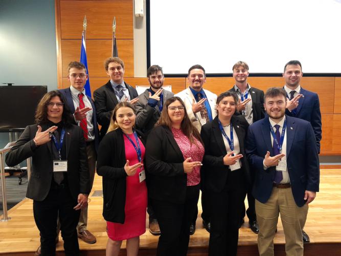 SFA's Model EU team at the Midwest Model European Union in Bloomington, Indian