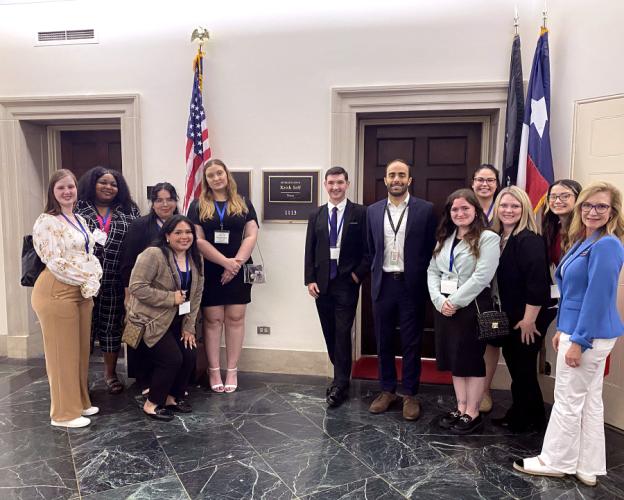 SFA students in the Department of Education Studies visited the office of U.S. Rep. Keith Self of Texas and spoke with Nico Ruiz, Self’s legislative assistant