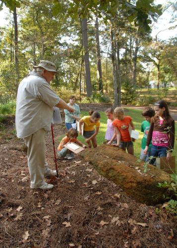 students exploring nature