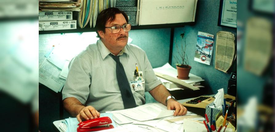 Stephen Root as Milton on the set of "Office Space."