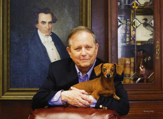 the late Dr. Baker Pattillo, former SFA president, and his dog, Doches