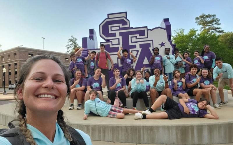 Students on campus at SFA