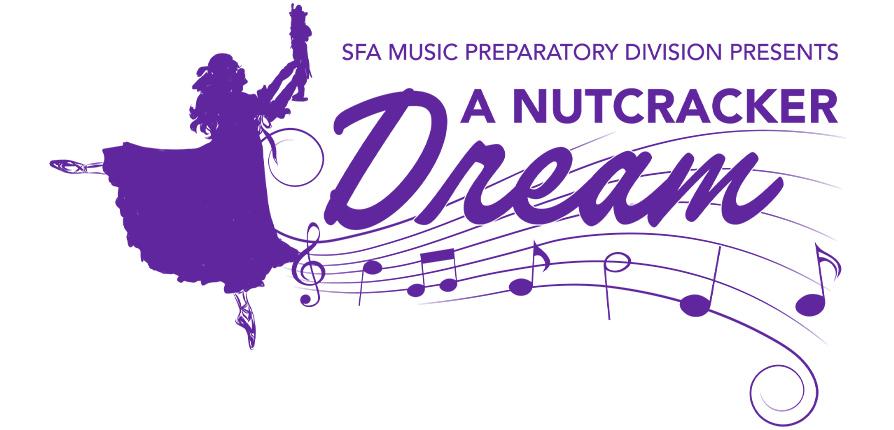 Graphic of the event title A Nutcracker Dream with silhouette of dancer