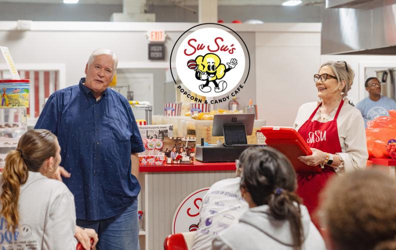 SFA students at SuSu’s Popcorn & Candy Café in downtown Nacogdoches