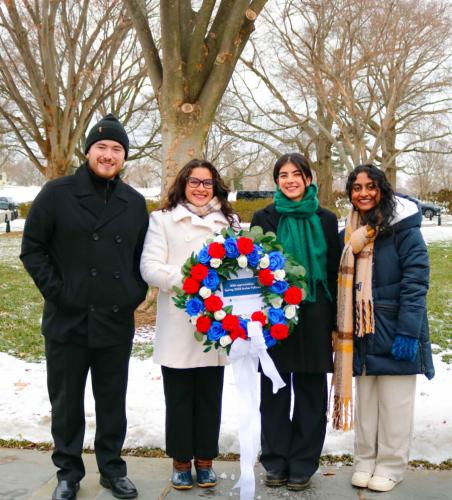 Stephen F. Austin State University student Nathan Lyons, far left, was one of four Archer Fellows selected to lay a wreath at the Tomb of the Unknown Soldier in Arlington National Cemetery in Washington, D.C.