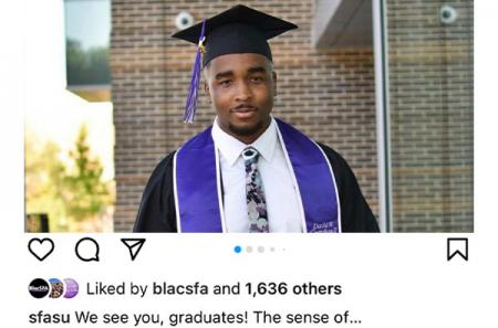Instagram post congratulating recent SFA graduates