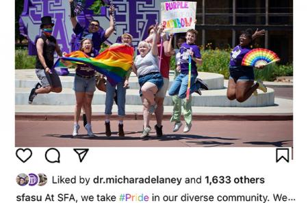 Instagram post celebrating SFA's diversity during Pride Month