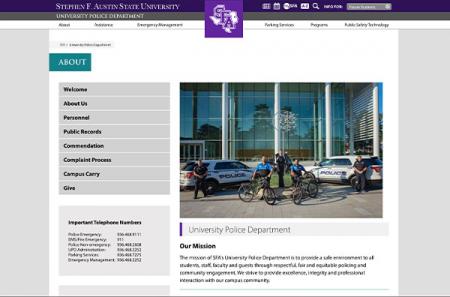 University Police Department website - www.sfasu.edu/upd