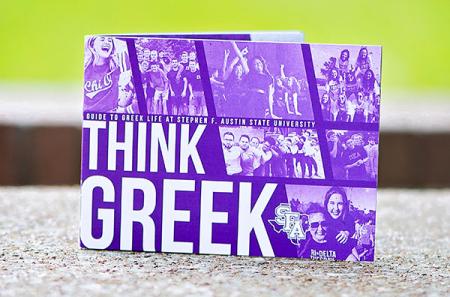 The 5” x 7” booklet contains everything a prospective and current student would want to know about Greek life on the SFA campus. The 16-page saddle-stitched booklet is tiny in size but full of information and images.