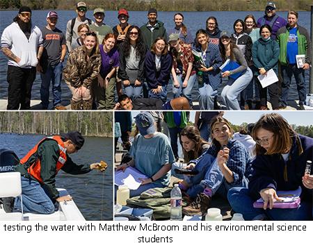 testing the water with Matthew McBroom and his environmental science students