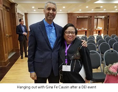 hanging out with Gina Fe Causin after a DEI event