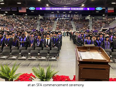 at an SFA commencement ceremony