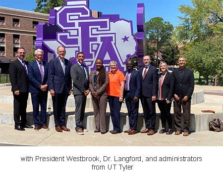 with President Westbrook, Dr. Langford, and administrators from UT Tyler