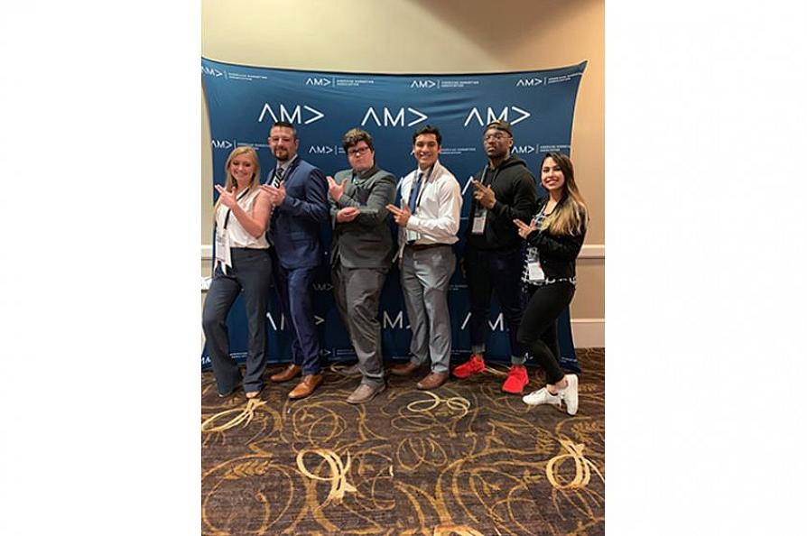 FA Rusche College of Business students and award winners Brianna Baird, Jared Upham, Clayton Howard, Edward Salinas, Reece Albert and Francia Olivares