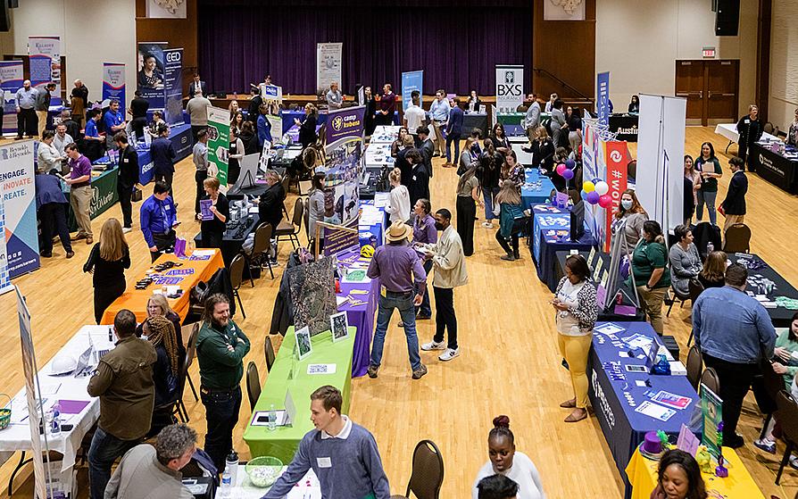 Students attending an SFA career fair