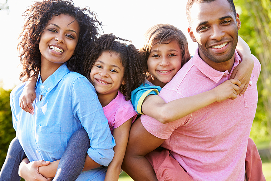 happy family of four