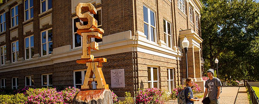 SFA carving by the Rusk Building